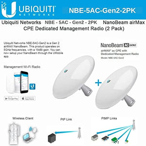 Ubiquiti NBE-5AC-GEN2-US: High-Performance 5GHz NanoBeam for Long-Range Connectivity 2 PACK